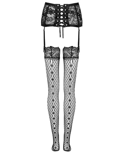 LIVCO CORSETTI FASHION - GARTER BELT + STOCKINGS BLACK L/XL