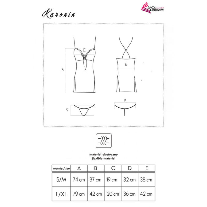 LIVCO CORSETTI FASHION - KARONIN LC 90628 SHIRT + PANTY ZWART L/XL