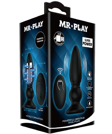 MR PLAY - POWERFUL VIBRATOR REMOTE CONTROL ANAL PLUG BLACK