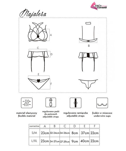 LIVCO CORSETTI FASHION - MAJALESA LC 90526 BH + JARRETELLEGORDEL + SLIP ZWART L/XL