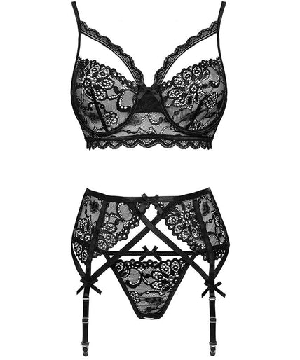 LIVCO CORSETTI FASHION - MORIDAM LC 90552 BEHA + JARRETELGORDEL + SLIP ZWART L/XL