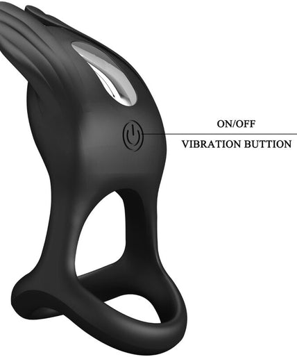 PRETTY LOVE - SILAS VIBRANT PENIS RING 7 VIBRATIONS BLACK SILICONE