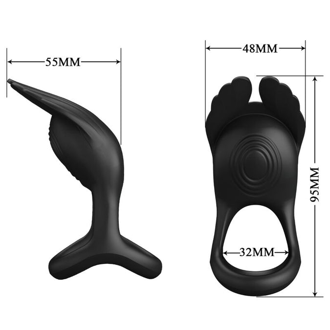 Pretty Love – Silas Vibrant Penis Ring 7 Vibrations Black Silicone
