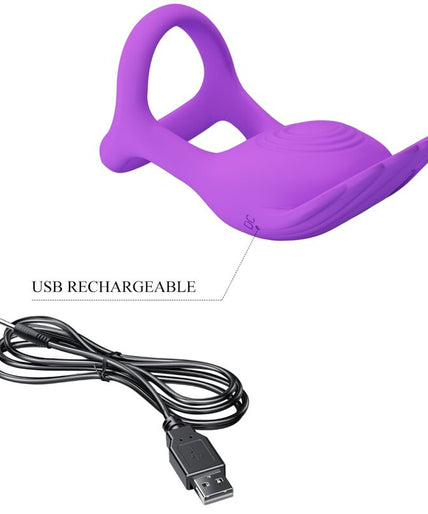 Pretty Love – Silas Vibrant Penis Ring 7 Vibrations Purple Silicone