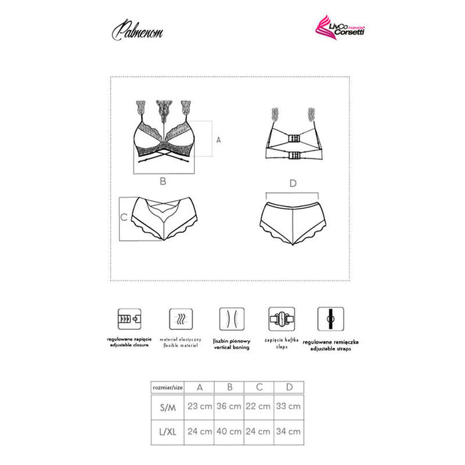 LIVCO CORSETTI FASHION - PALMENOM LC 90614 BH + SLIP ZWART L/XL