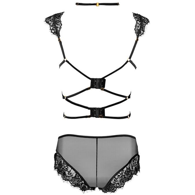 LIVCO CORSETTI FASHION - PALMENOM LC 90614 BH + SLIP ZWART L/XL