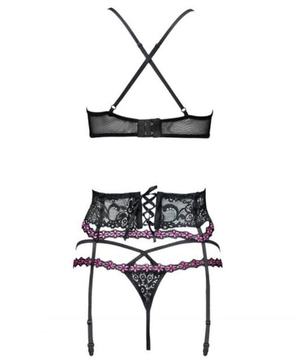 LIVCO CORSETTI FASHION - SNEHANA LC 90443 BH + JARRETELGORDEL + SLIP ZWART L/XL