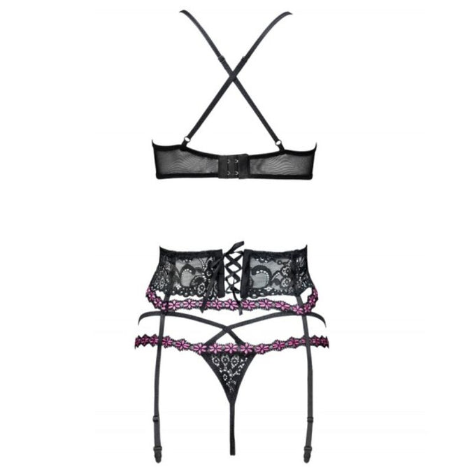LIVCO CORSETTI FASHION - SNEHANA LC 90443 BH + JARRETELGORDEL + SLIP ZWART L/XL