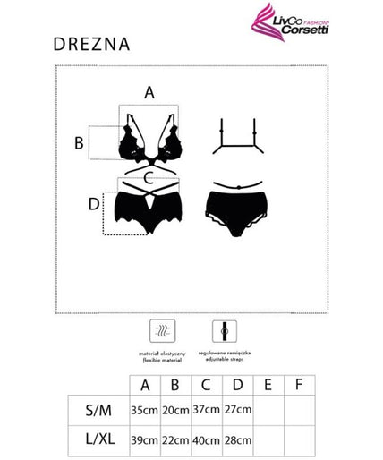 LIVCO CORSETTI FASHION - DREZNA LC 90733 BH + SLIP ZWART L/XL