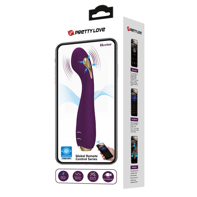 Pretty Love – Hector Electroshock Vibrator met App-besturing Paars