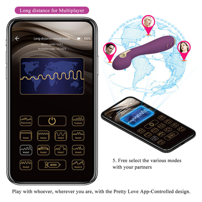 Pretty Love – Hector Electroshock Vibrator met App-besturing Paars