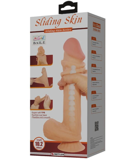 PRETTY LOVE - SLIDING SKIN SERIES REALISTIC DILDO WITH SLIDING SKIN SUCTION CUP FLESH 26 CM
