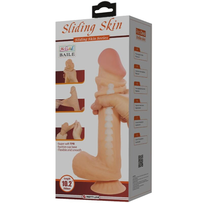 PRETTY LOVE - SLIDING SKIN SERIES REALISTISCHE DILDO MET VERSCHUIVENDE HUID ZUIGNAP FLESH 26 CM