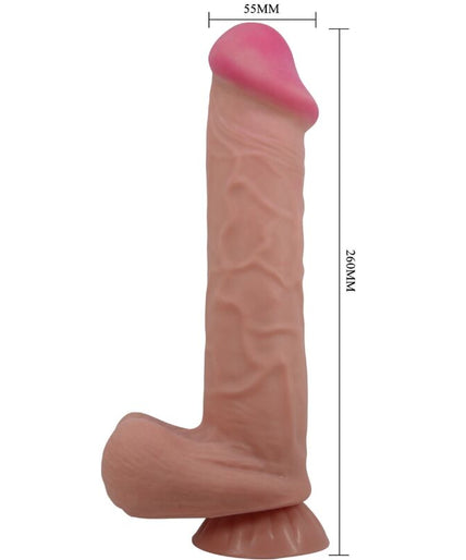 PRETTY LOVE - SLIDING SKIN SERIES REALISTIC DILDO WITH SLIDING SKIN SUCTION CUP BROWN 26 CM