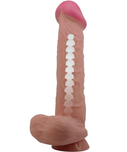 PRETTY LOVE - SLIDING SKIN SERIES REALISTIC DILDO WITH SLIDING SKIN SUCTION CUP BROWN 26 CM
