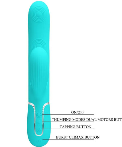PRETTY LOVE - PERLITA MULTIFUNCTION 3 IN 1 G-SPOT VIBRATOR AQUA GREEN