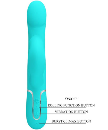 PRETTY LOVE - RABBIT VIBRATOR PEARLS AQUA GREEN
