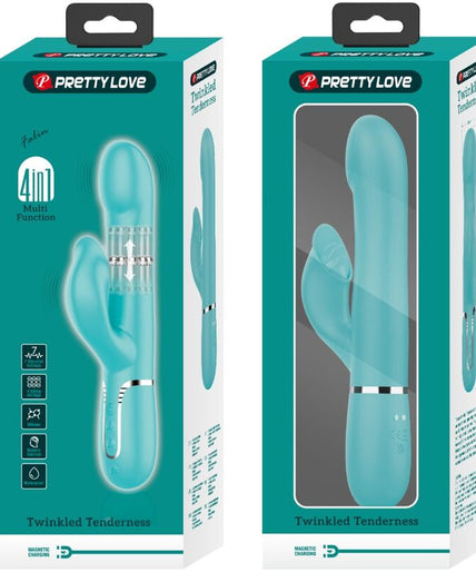 PRETTY LOVE - RABBIT VIBRATOR PEARLS AQUA GREEN