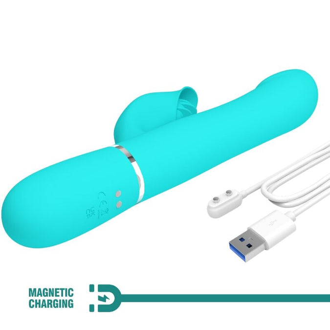 PRETTY LOVE - RABBIT VIBRATOR PEARLS AQUA GROEN