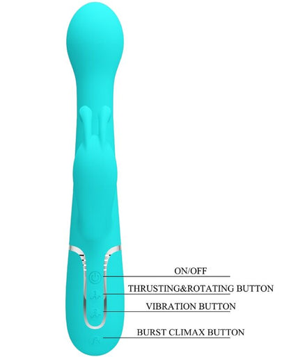 PRETTY LOVE - DEJON RABBIT VIBRATOR 3 IN 1 MULTIFUNCTION AQUA GREEN