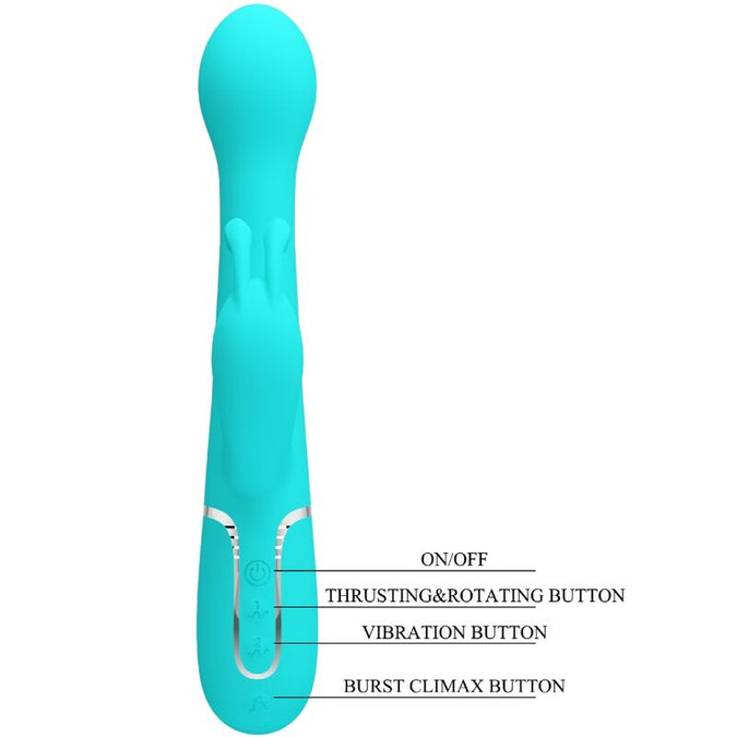 Pretty Love – Dejon Rabbit Vibrator 3 In 1 Multifunction Aqua Green
