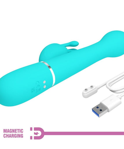 PRETTY LOVE - DEJON RABBIT VIBRATOR 3 IN 1 MULTIFUNCTION AQUA GREEN