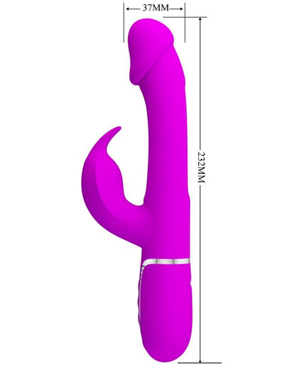 PRETTY LOVE - KAMPAS RABBIT 3 IN 1 MULTIFUNCTION VIBRATOR WITH TONGUE FUCHSIA