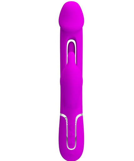 PRETTY LOVE - KAMPAS RABBIT 3 IN 1 MULTIFUNCTION VIBRATOR WITH TONGUE FUCHSIA