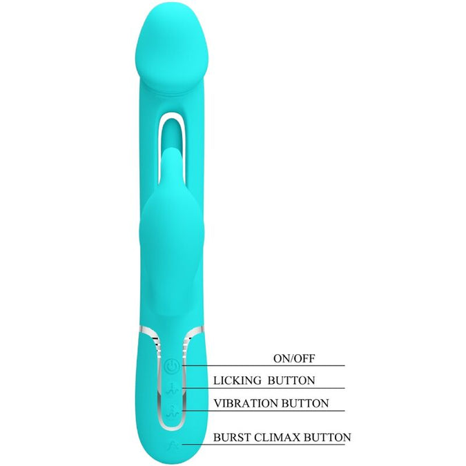 PRETTY LOVE - KAMPAS RABBIT 3-IN-1 MULTIFUNCTIONELE VIBRATOR MET TONG AQUAGROEN