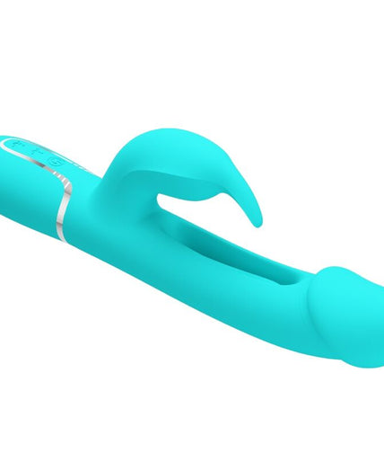 PRETTY LOVE - KAMPAS RABBIT 3 IN 1 MULTIFUNCTION VIBRATOR WITH TONGUE AQUA GREEN