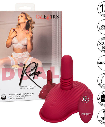 CALEXOTICS - RIDER MASSAGER DOUBLE MOTOR REMOTE CONTROL RED
