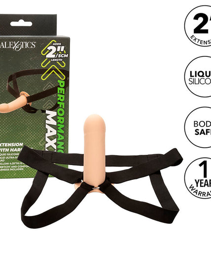 CALEXOTICS - PERFORMANCE MAXX EXTENSION MET HARNESS LICHTE HUIDSKLEUR
