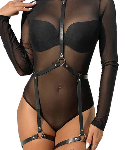 Subblime – Leren Bodyharnas Zwart One Size