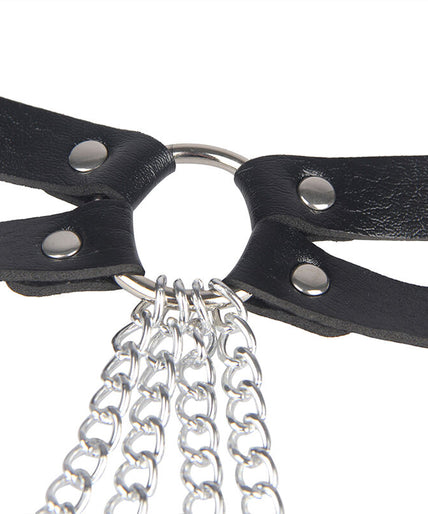 SUBBLIME - LEATHER RING CHAINBELT BLACK ONE SIZE