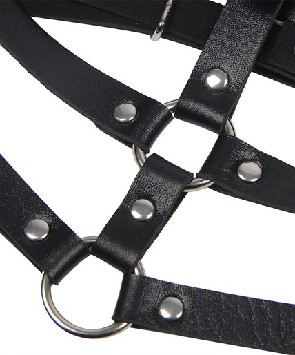 SUBBLIME - LEATHER RING CHEST HARNESS BLACK ONE SIZE