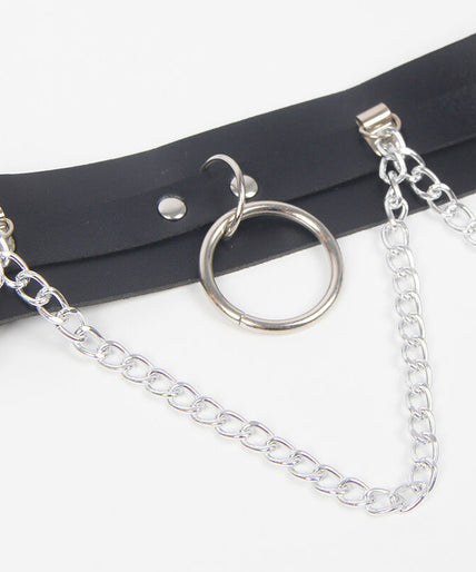 SUBBLIME - BELT AND GARTER HARNESS WITH RINGS AND CHAINDETAIL ONE SIZE