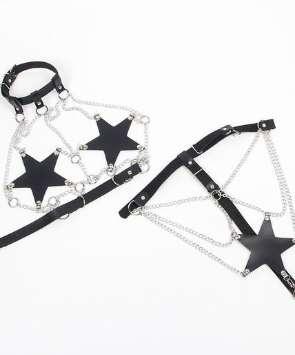 SUBBLIME - FULL BODY HARNESS WITH STAR CHAINDETAIL ONE SIZE