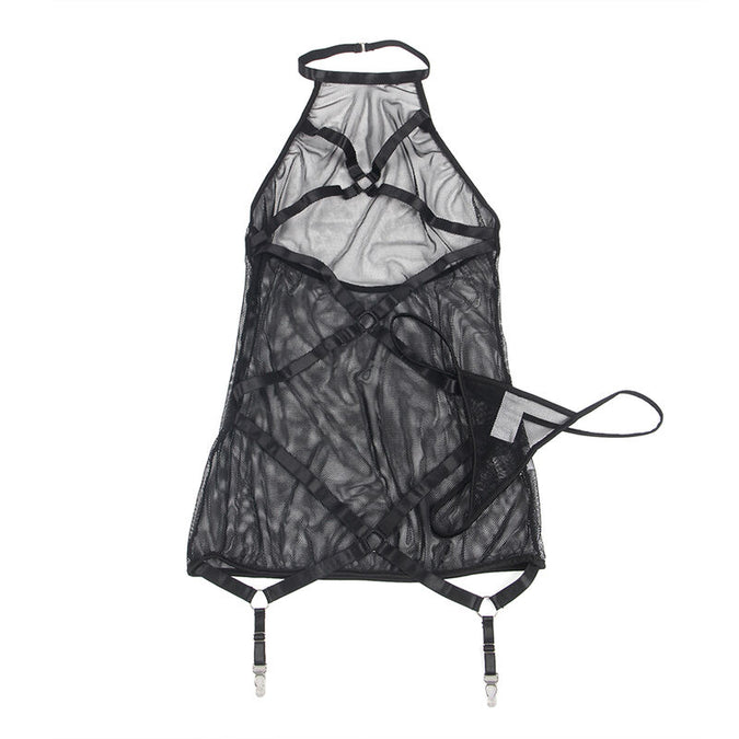 SUBLLIME - TRANSPARENT HALTER NECK DRESS BLACK L/XL