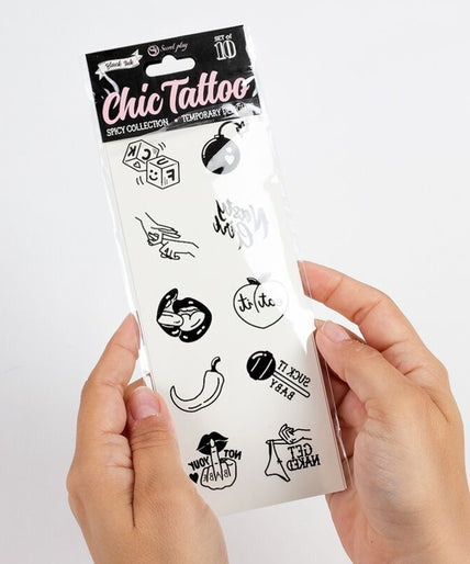SECRET PLAY - SET OF 10 SPICY COLLECTION TEMPORARY TATTOOS