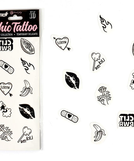 SECRET PLAY - SET OF 10 CANDY COLLECTION TEMPORARY TATTOOS