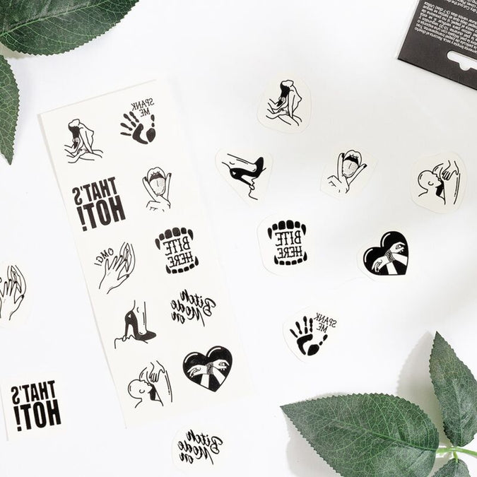 SECRET PLAY - SET VAN 10 TIJDELIJKE TATTOO'S KINKY COLLECTIE