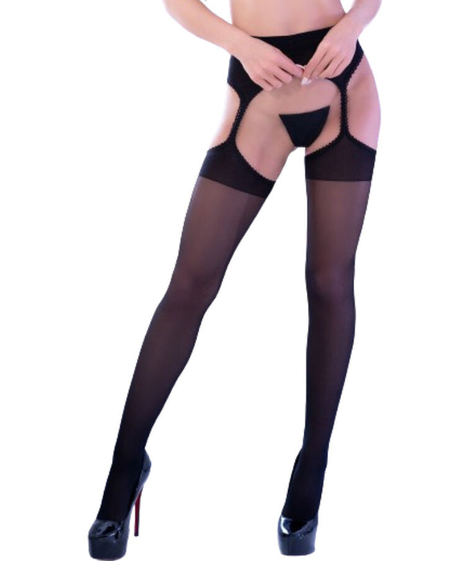 CHILIROSE - CR 4312 GARTER STOCKINGS BLACK S/M