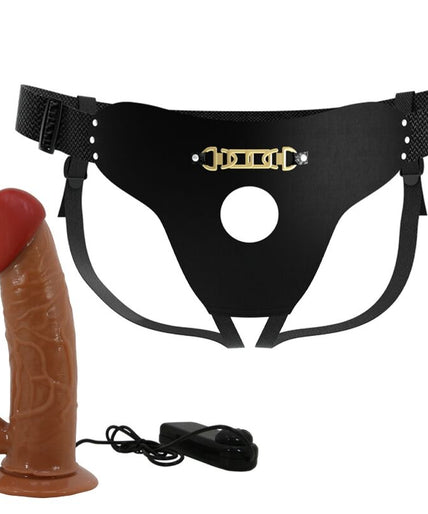 Pretty Love – Marion Harness Universal Briefs With Vibration Dildo 19 Cm Brown