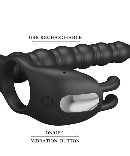 PRETTY LOVE - BLACKNEY PENISRING MET ZWARTE VIBRATORPLUG