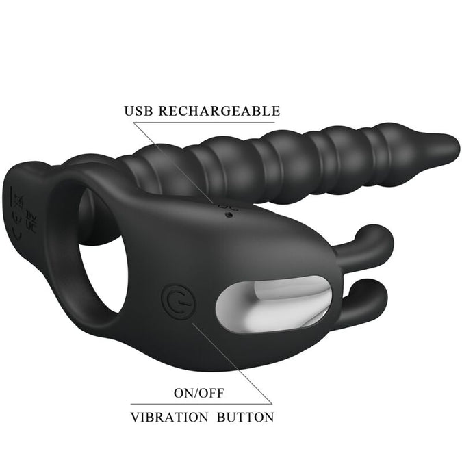 PRETTY LOVE - BLACKNEY PENISRING MET ZWARTE VIBRATORPLUG
