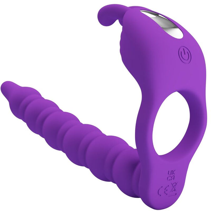 Pretty Love – Blackney Penisring mit lila Vibrator-Stopfen