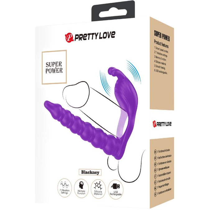 Pretty Love – Blackney Penisring mit lila Vibrator-Stopfen