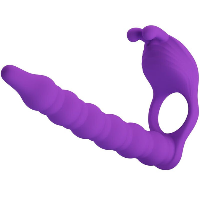 Pretty Love – Blackney Penisring mit lila Vibrator-Stopfen