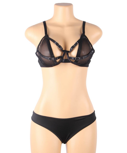 SUBBLIME - TWEE DELIGE SET VAN TRANSPARANTE BH EN S/M STRIPS