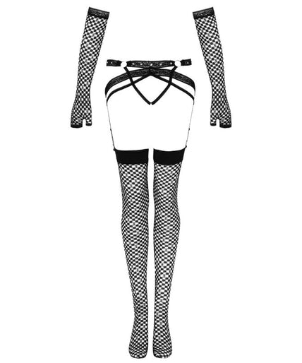 LIVCO CORSETTI FASHION - NEMALIA SET JARRETELBAND + KOUSEN + HANDSCHOENEN ZWART